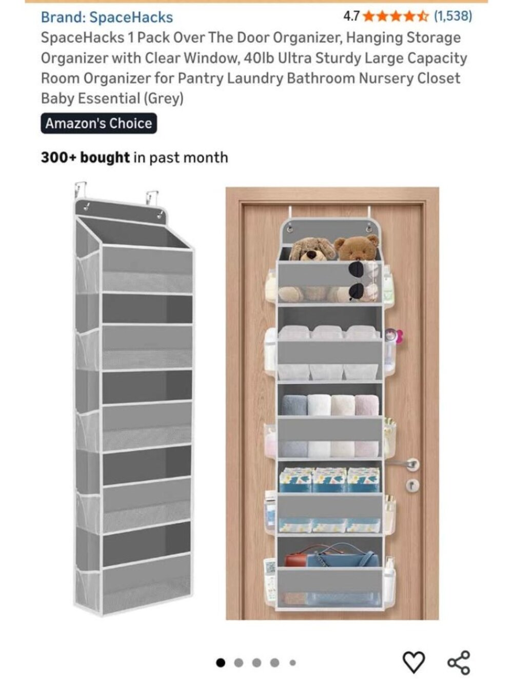 Amazon Space Hacks Over the door organizer storage shelves - large heavy